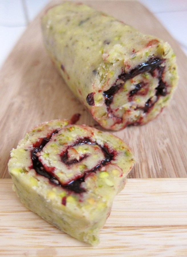 Slicing the dough log