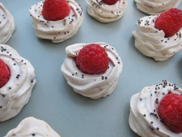 Raspberry Poppy Seed Meringues (6)